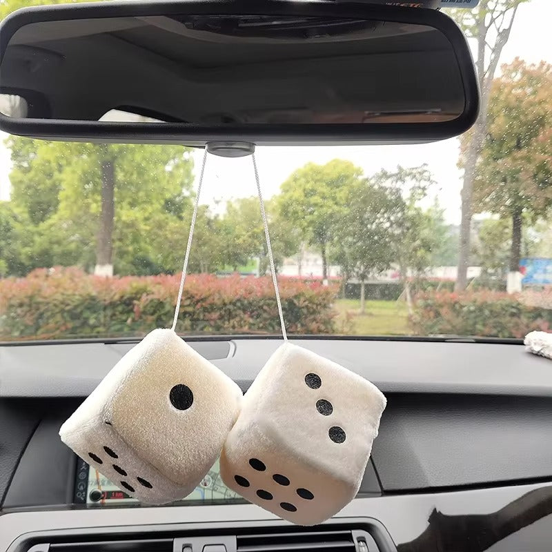 2PCS Plush Velvet Car Dice Pendant