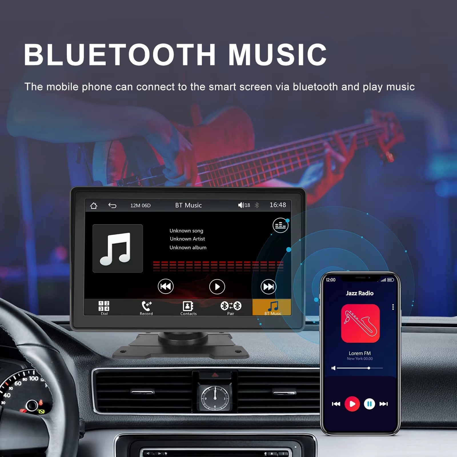 Podofo 7" Wireless Carplay Player